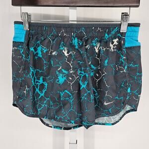 Nike Dri Fit Womens Sz S Lined Athletic Running Shorts Gray Blue Marbled Print